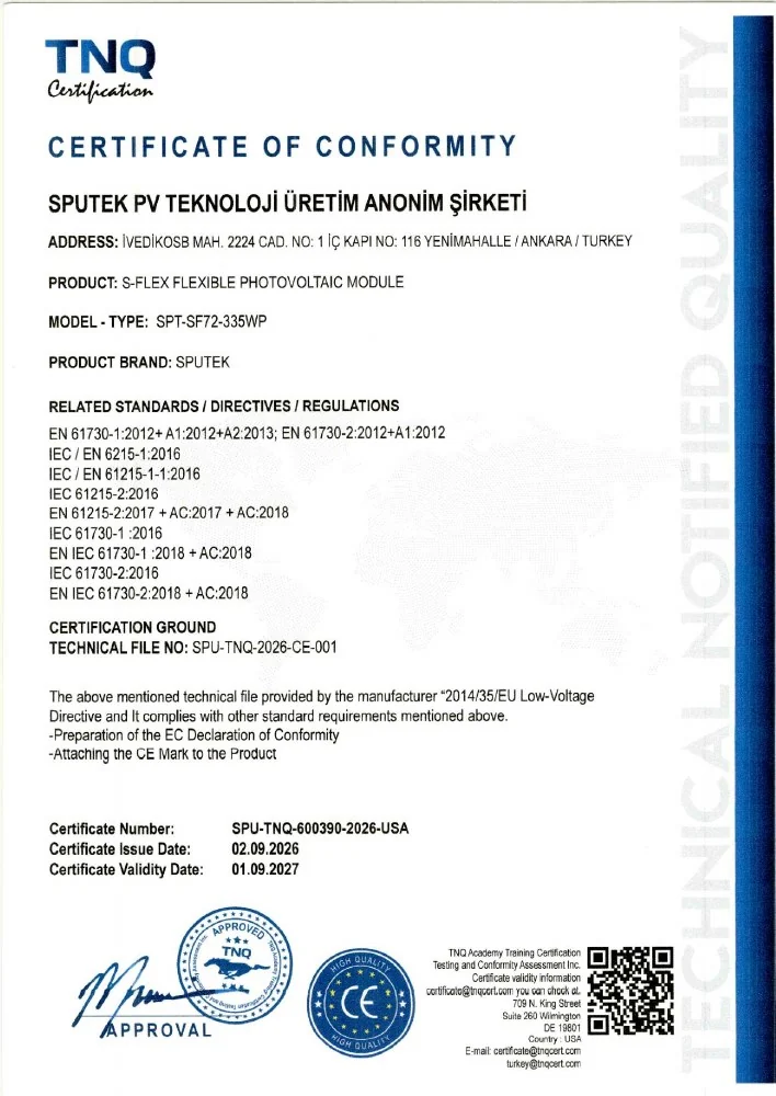 S-FLEX 335 Wp uygunluk sertifikası önizlemesi