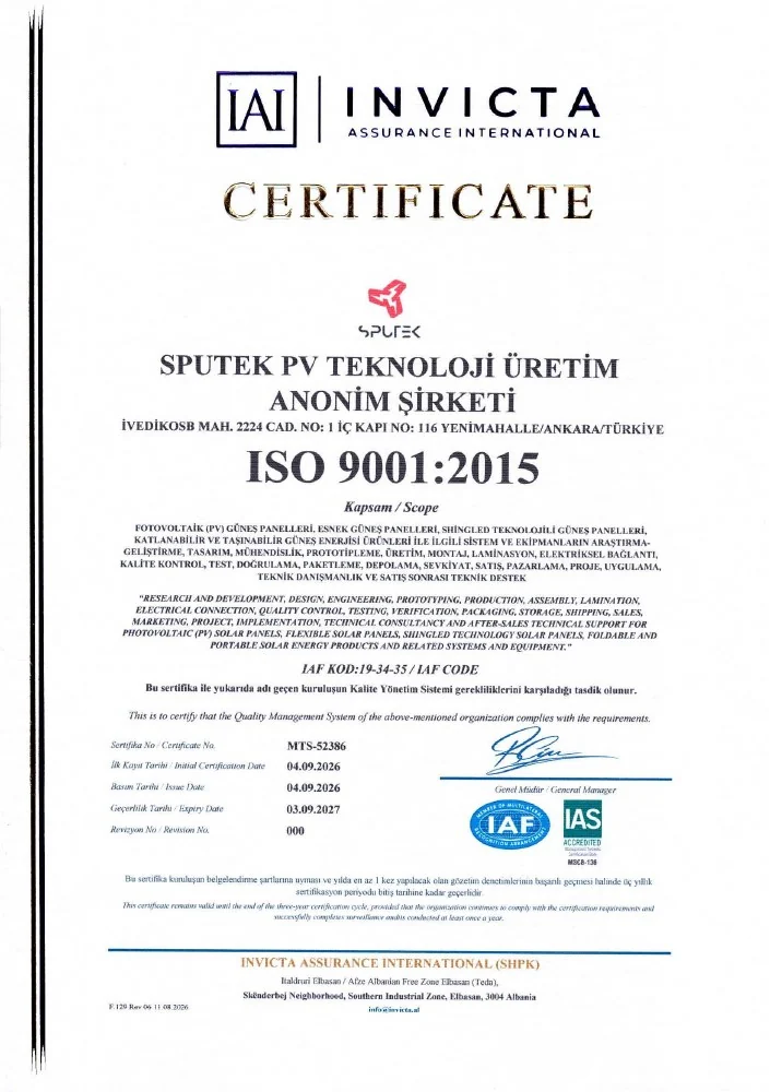 SPUTEK ISO sertifikaları önizlemesi